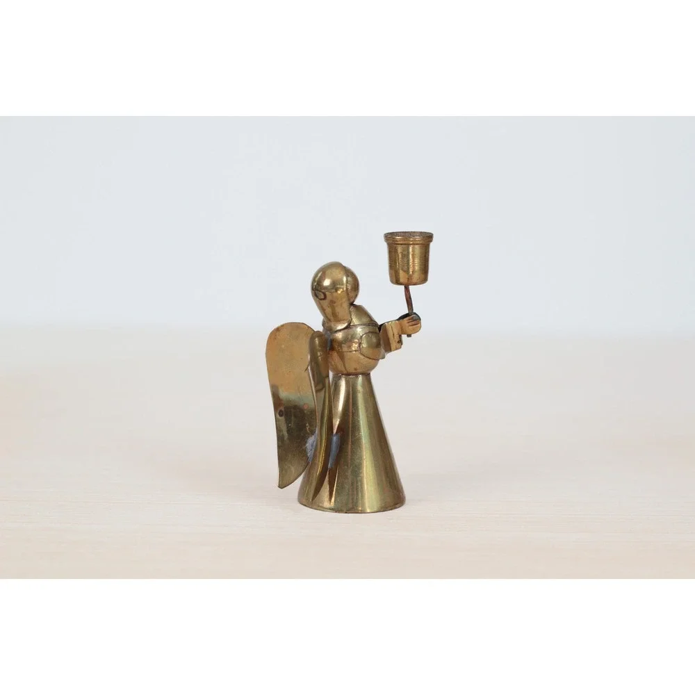 Vintage Brass Angel Candle‎ Holder, Mid-Century Holiday Decor